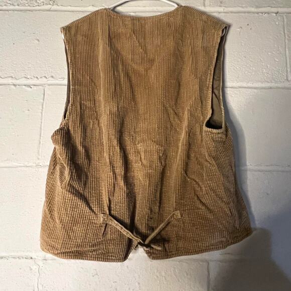 Vintage khaki Vest |corduroy | Buttons |Y2k Country Western - Picture 3 of 8